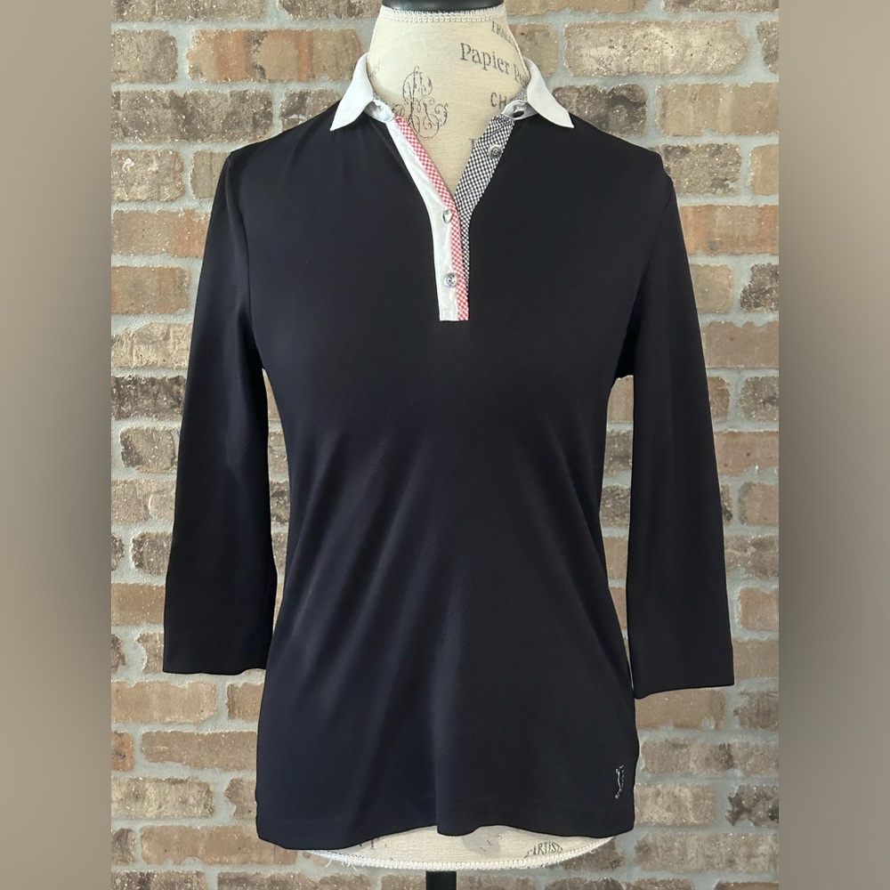 Golfino women’s black polo shirt quarter sleeve size 4